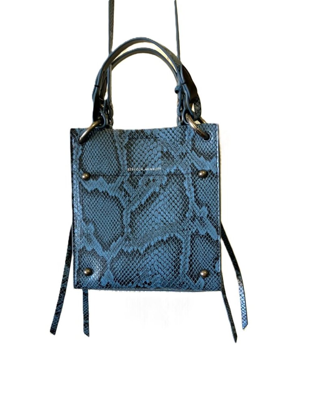 Rebecca Minkoff Blue Snakeskin Embossed Leather Mini Crossbody Bag